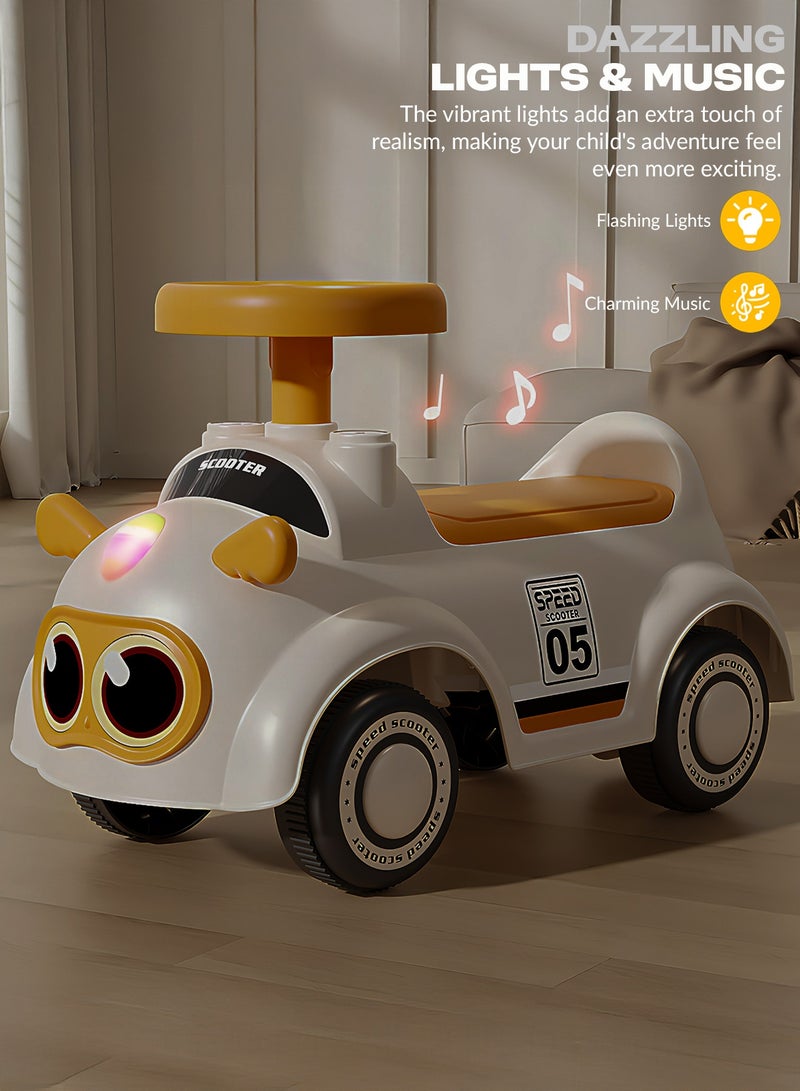 بيبي سيارة دفع للأطفال، سيارة دفع للأطفال الصغار مزودة بأضواء وموسيقى ومساحة تخزين | سيارة دفع للأطفال | سيارة دفع للأطفال الصغار من سنة إلى ثلاث سنوات، لون برتقالي - Image 4