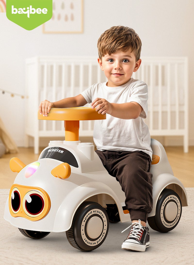 بيبي سيارة دفع للأطفال، سيارة دفع للأطفال الصغار مزودة بأضواء وموسيقى ومساحة تخزين | سيارة دفع للأطفال | سيارة دفع للأطفال الصغار من سنة إلى ثلاث سنوات، لون برتقالي - Image 3