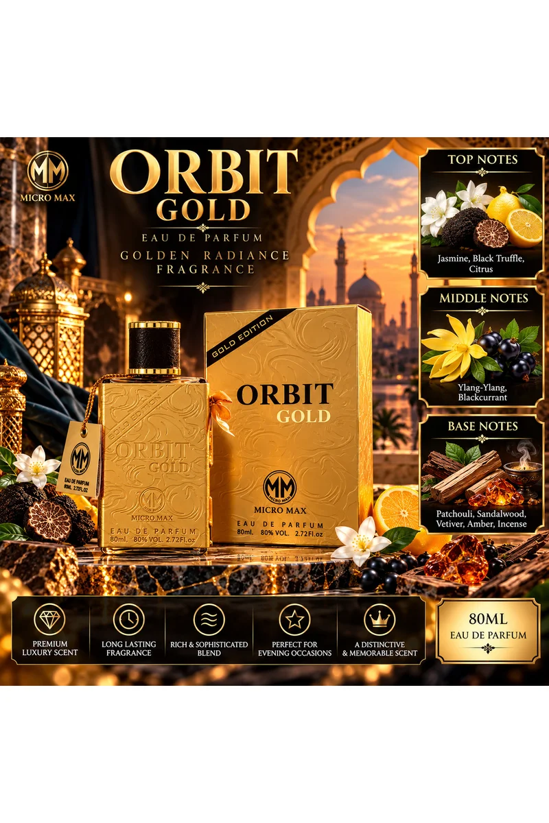 mahabub Micro Max Gold Eau De Parfum 80ml | Luxurious Woody, Floral & Amber Fragrance