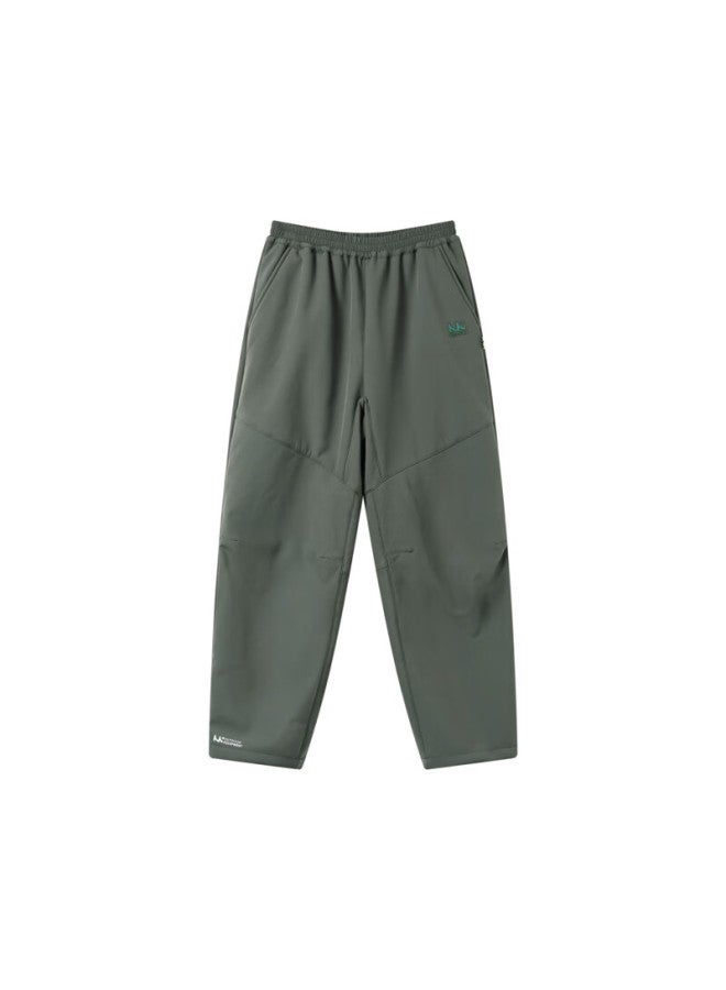 Mipoo 24 Autumn Winter Lightweight Durable Waterproof Breathable Cold-resistant Fleece-lined Softshell Climbing Pants Gray Green 160cm - Image 3