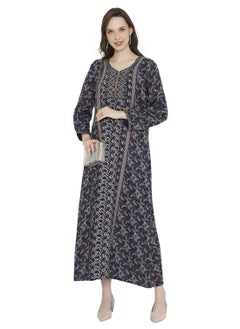 HANA & SARA UNIQUE THREAD EMBROIDERY WITH SMALL STONE WORK LONG VISCOSE ARABIC KAFTAN FARASHA DRESS  - Image 3