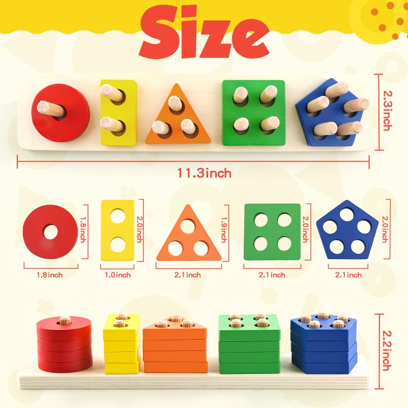 Daisiki Montessori Toys for 1 2 3 Year Old Girls Boys, Wooden Sensory Toys for 1-3 Year Old Birthday Gifts, Education Toddler Puzzles Toddler Easter Basket Stuffers Learning Toy Activities Puzzles Ages 1-3 - Image 2