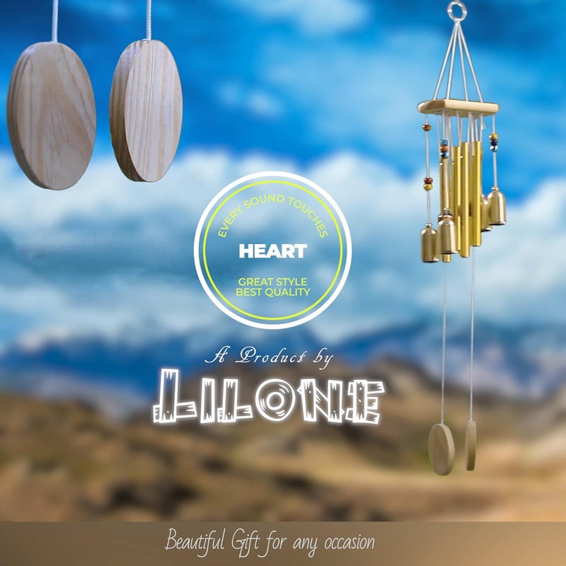 Lilone أجراس الرياح 4 أنابيب 4 جرس للطاقة الإيجابية في المنزل | أجراس الرياح المعدنية للشرفة وغرفة النوم بصوت عذب | بطول 18 بوصة - Image 5