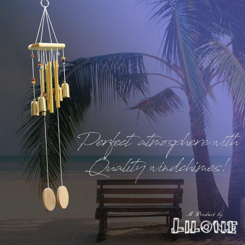 Lilone أجراس الرياح 4 أنابيب 4 جرس للطاقة الإيجابية في المنزل | أجراس الرياح المعدنية للشرفة وغرفة النوم بصوت عذب | بطول 18 بوصة - Image 2