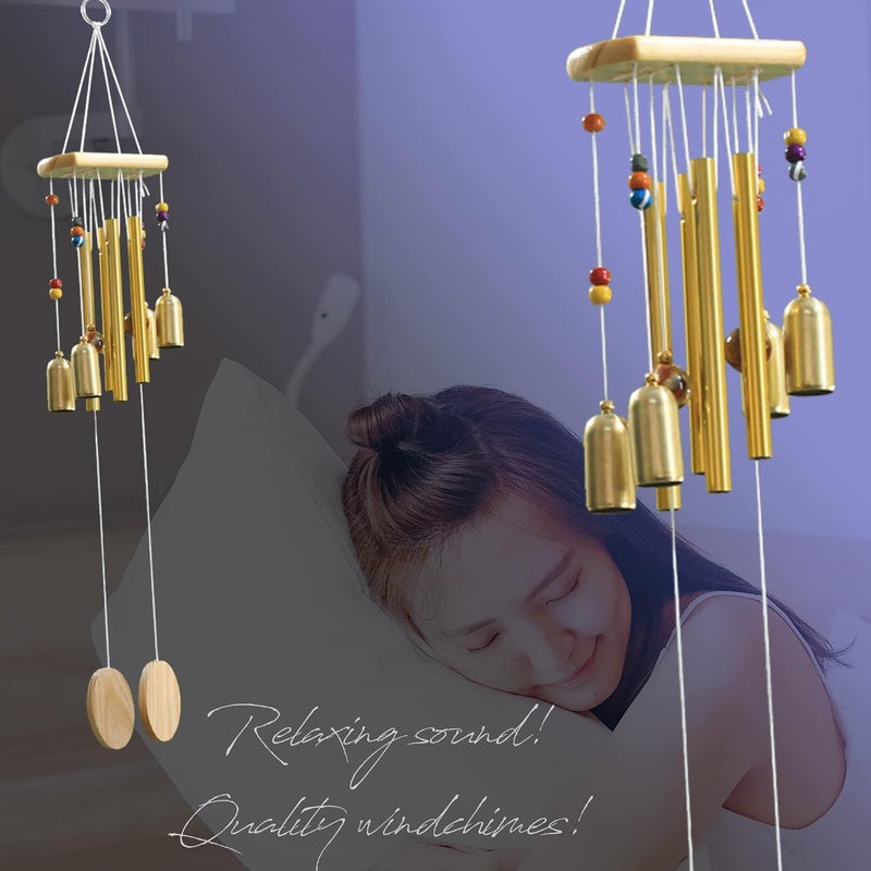 Lilone أجراس الرياح 4 أنابيب 4 جرس للطاقة الإيجابية في المنزل | أجراس الرياح المعدنية للشرفة وغرفة النوم بصوت عذب | بطول 18 بوصة - Image 3