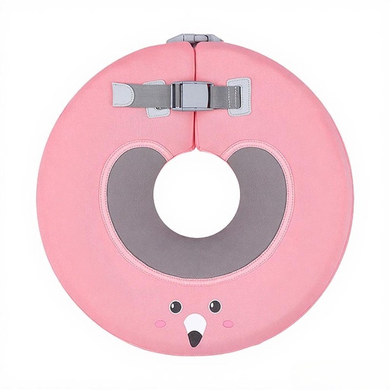 Mambobaby Baby Neck Float - Non-Inflatable Pearl-Foam Design, Premium 3D Cloth, Secure Dual Lock Buckle, Pink Large Size for 6-12 Months, Ergonomic Waterproof Head Ring for Baby Bathtub & Swimming - Image 1