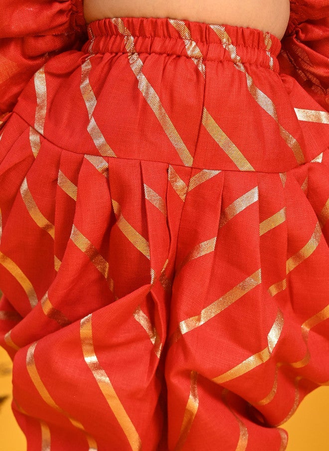 Saka Designs كُرتا إمبراطوري مزخرف بالأزهار مع بنطلونات دهوتي للفتيات - Image 4