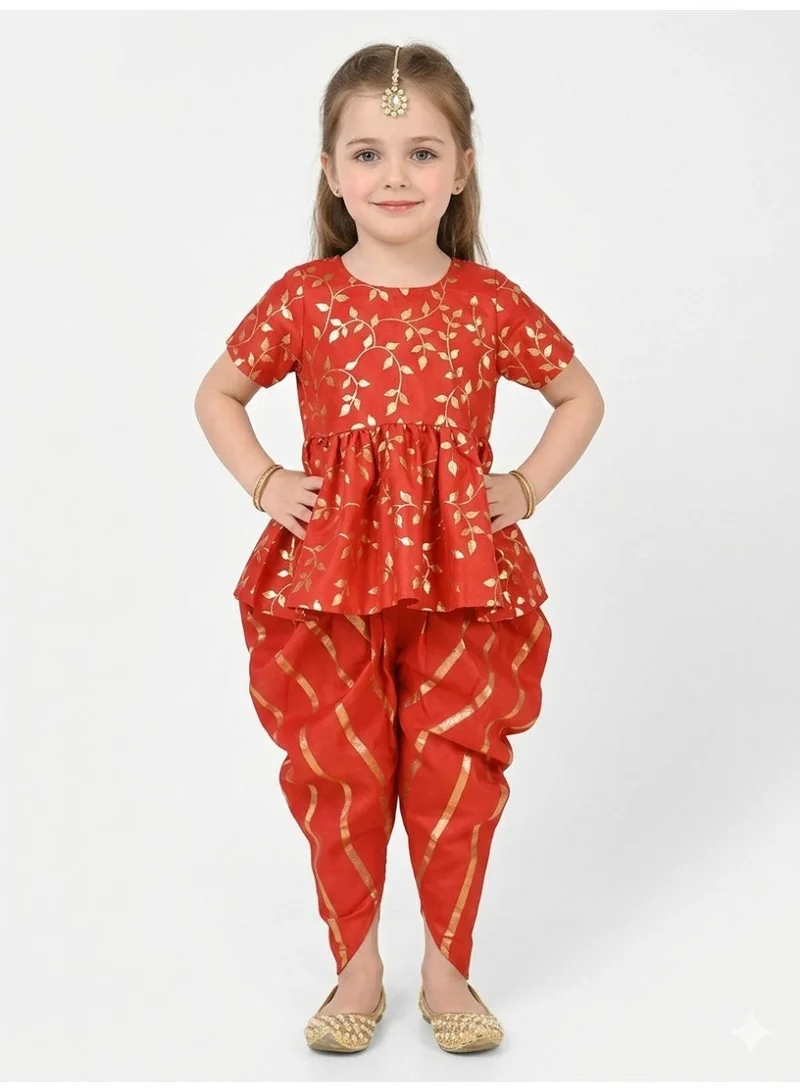 Saka Designs Floral Printed Empire Kurta with Dhoti Pants for Girls