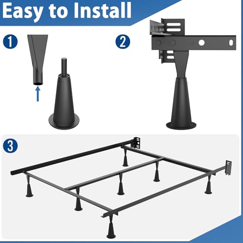 appacare 5“ High Rise Bed Frame Risers, Bed Frame Feet with Socket Sleeve to Replace,Set of 6,Lift Bed Frame by 5" for Under Bed Storage - Image 4