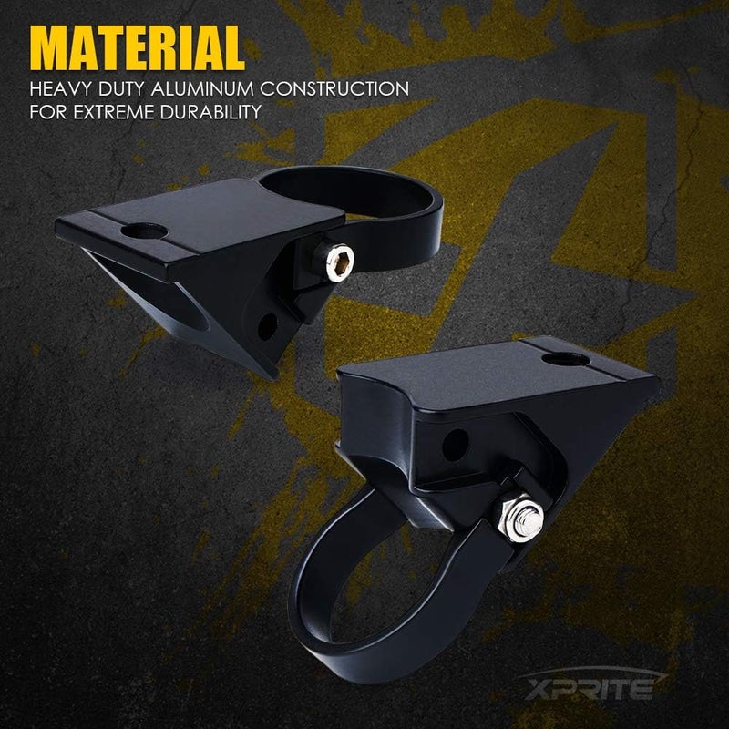 Xprite 1.75 Inch Roll Bar Mounting Brackets, Universal Adjustable LED Light Bar Brackets, Roll Cage & Bull Clip Holder for UTV ATV Can Am Maverick X3 Polaris RZR XP Side by Side and More Models - Image 3