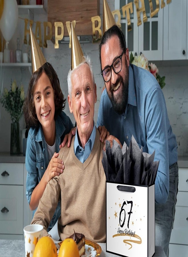 Linelglobal 67 Happy Birthday Gift Bag with Card and Envelope Elegant Retirement Gift Bag with Wrapping Paper for Men Women - White - Image 5