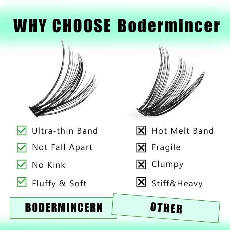 Bodermincer 10D/20D/30D/40D/50D Cluster to Choose Large Tray 240pcs D Curl Individual Cluster Eyelashes False Eyelashes Extension Individual Eyelash Bunche Lash Cluster DIY at Home (20D-14mm) - Image 4