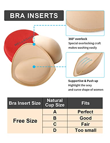 RELLECIGA Women's Push Up Bra Inserts Breast Enhancer Cups Removable Sport Bra Cups Inserts Nude - Image 3