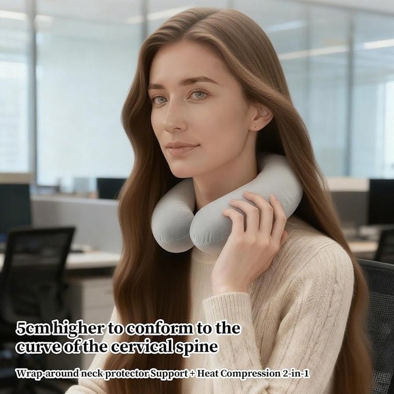 Gray U Shape Hot Water Bottle Leak Proof Warm Pillow Soft Plush Cover Relieves Neck Shoulder Pain - Image 4