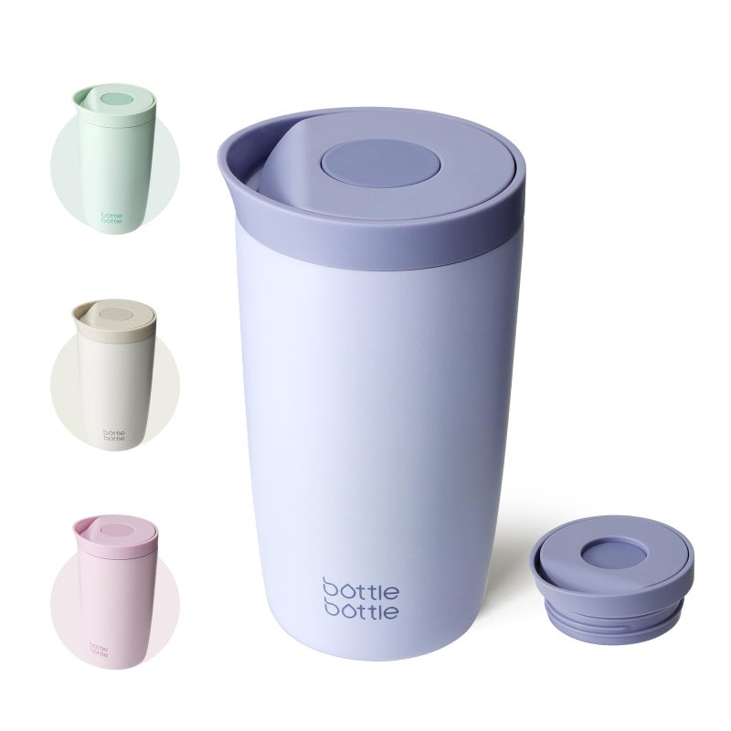Bottle Bottle Insulated Travel Mug 350ml Stainless Steel Office Coffee Cup with Push Button Lid Keeps Cold and Hot for 8 Hours Blue