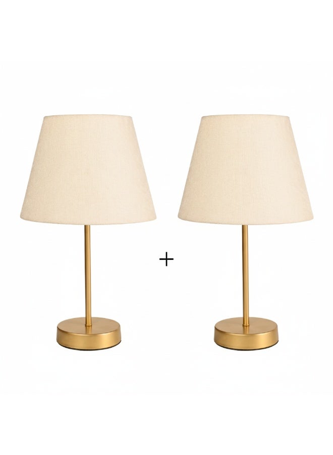 الروضة للإضاءة عدد 2 اباجورة شكل مميز وانيق بشابوة قماش فريد لغرف النوم والمعيشة  25x45cm