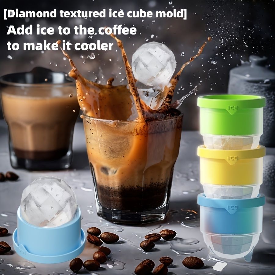 Slow Melting Ice Brick Hockey Puck Mold Set 2 Pieces Assorted Colors Reusable Ice Maker Tray With Easy Release Diamond Cube Pattern For Iced Tea Juice Lemonade Party Beverages Freezer Fridge Use