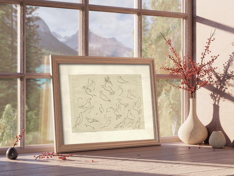 Kizbok Neutral Wall Art Decor Vintage Flying Birds Sketch Canvas Prints Antique Animals Drawing Oil Painting, Rustic Neutral Art Pictures for Bedroom, Farmhouse Wall Decor for Bathroom Home(8" x 10"-UNFRAMED) - Image 4