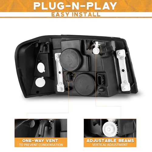 WEELMOTO headlights for 2002-2009 GMC Envoy/ 02-06 GMC Envoy XL / 2004-2005 GMC Envoy XUV Headlamp Replacement Chrome Housing Amber Reflector Driver & Passenger - Image 4