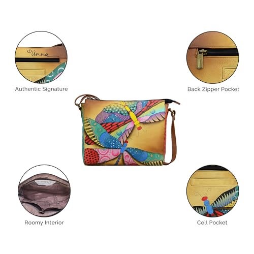 Anna by Anuschka Women’s Genuine Leather Slim Medium Crossbody - Hand Painted Original Artwork - Magical Greece - Image 5