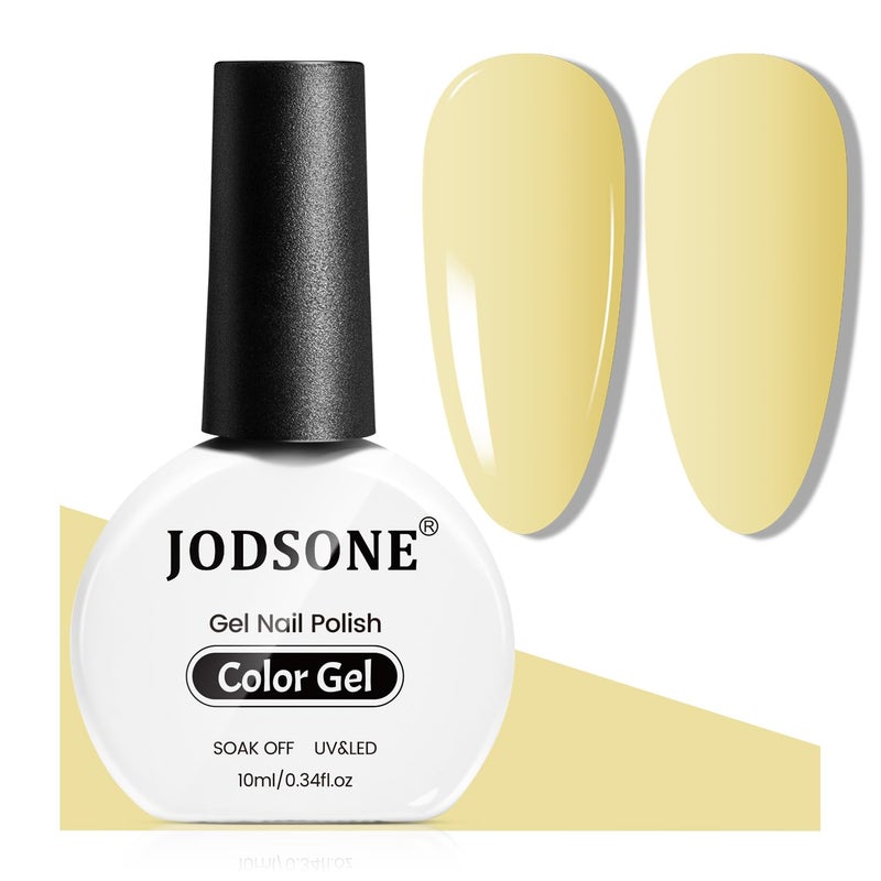JODSONE Pastel Yellow Gel Nail Polish 10ml Soak Off LED Gel Polish Butter Yellow Nail Color Salon Quality Long-Lasting Low Odor Need U V Lamp Curing - Image 1
