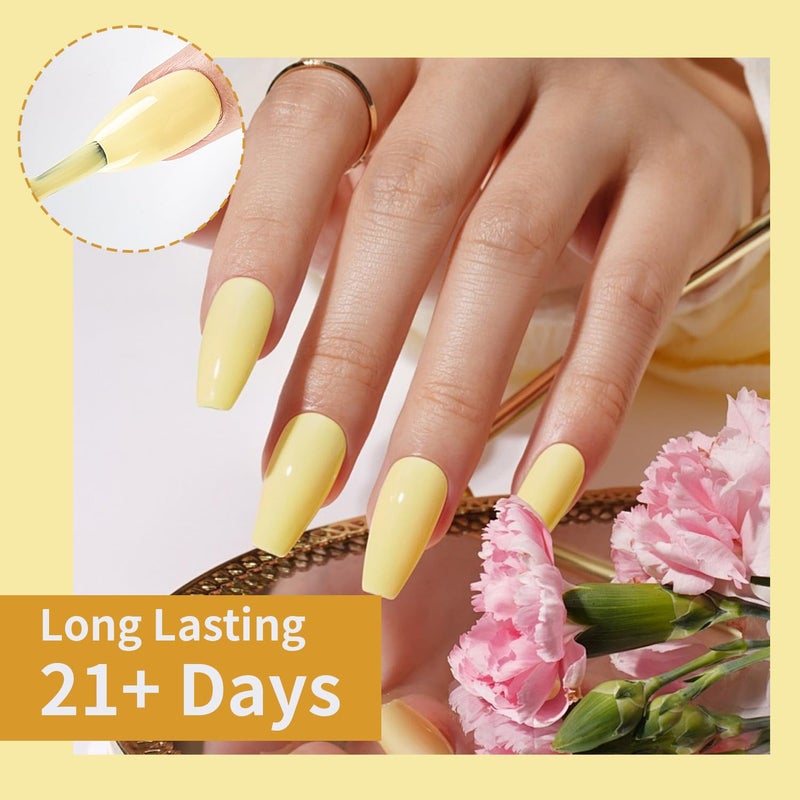 JODSONE Pastel Yellow Gel Nail Polish 10ml Soak Off LED Gel Polish Butter Yellow Nail Color Salon Quality Long-Lasting Low Odor Need U V Lamp Curing - Image 3