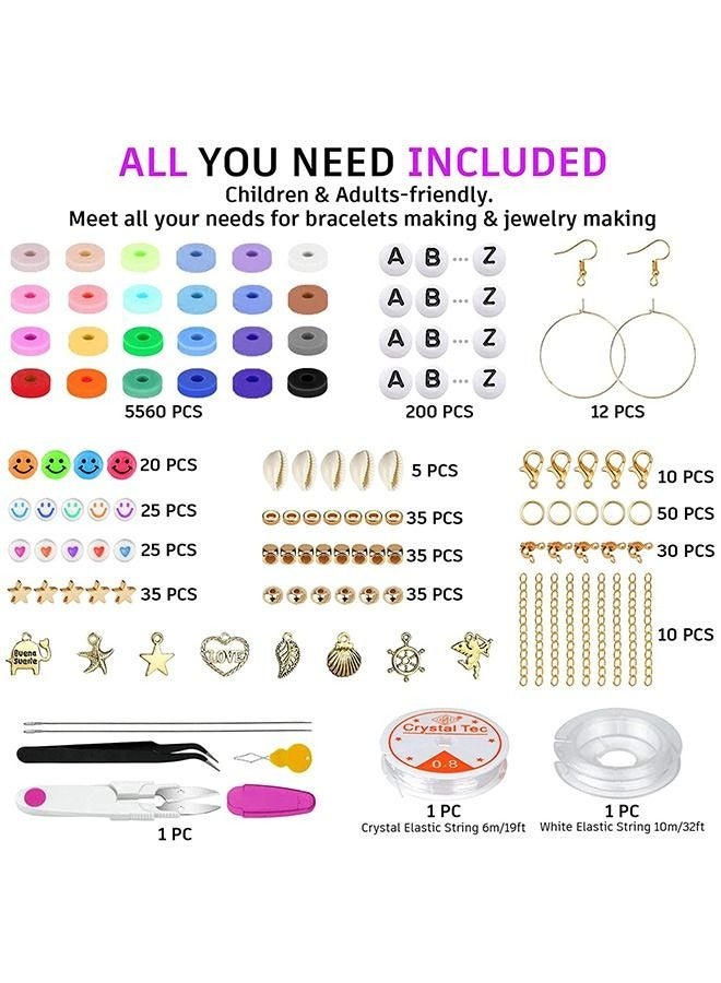 Haidue 6000 Pcs Clay Beads For Bracelet Making Kits,Scissor Color Random - Image 3