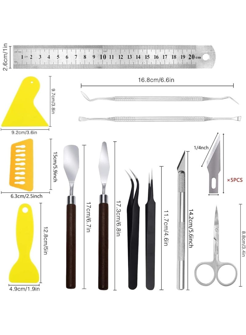 HZYH Craft Weeding Tools for Vinyl, 18 PCS Basic Craft Tools Set, Including Scraper Tool, Scissor, Craft Tweezers, Weeders, Spatula for Weeding Vinyl, Suitable for Silhouettes, Cameos, DIY Art Works - Image 2
