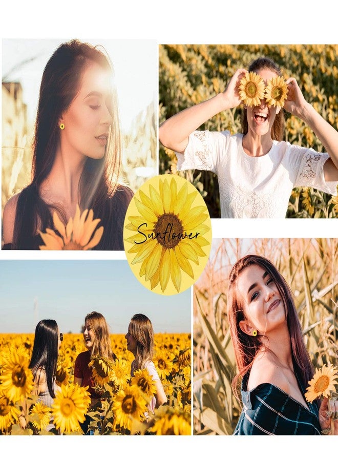 جيكا أقراط جيكا المرصعة بزهرة عباد الشمس للنساء، أقراط ديزي رقيقة، أقراط بوهيمية أنيقة، أقراط مرصعة، مجوهرات للأصدقاء، 10 مم، 3 غرام - Image 2