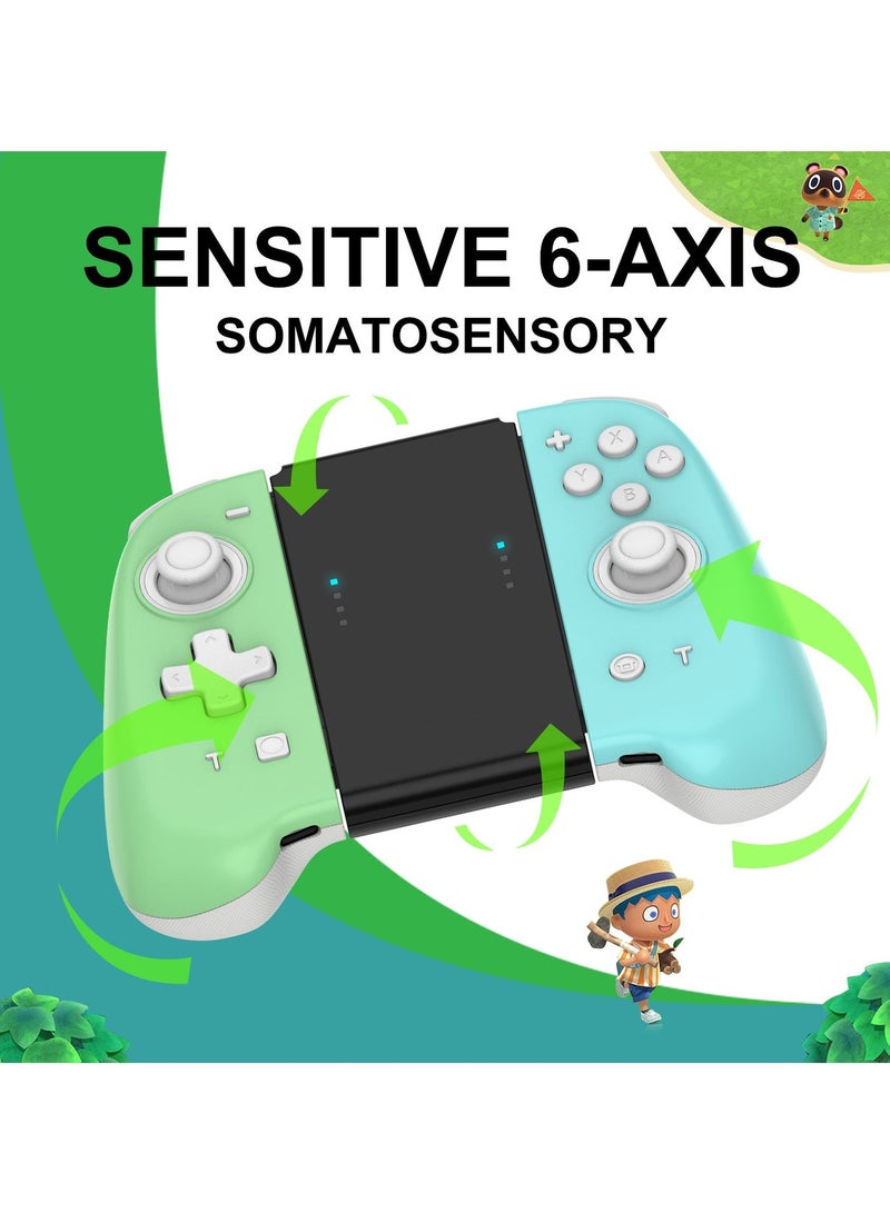 Joypad Controller, Joypad Support 3 different light modes，Wake-up Function,Ergonomic hand-fit design,Bluetooth Wireless Joy Con Controller with Dual Vibration and Gyroscope axis Green/Blue - Image 5
