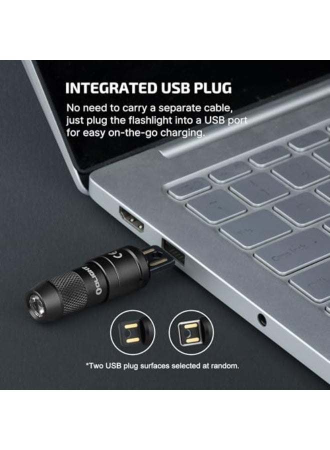 IMINI 2 EDC Rechargeable Keychain Flashlight, 50 Lumens Compact and Portable Mini LED Keyring Lights with Built-in Battery Ideal for Everyday Carry and Emergencies (Black) - Image 4