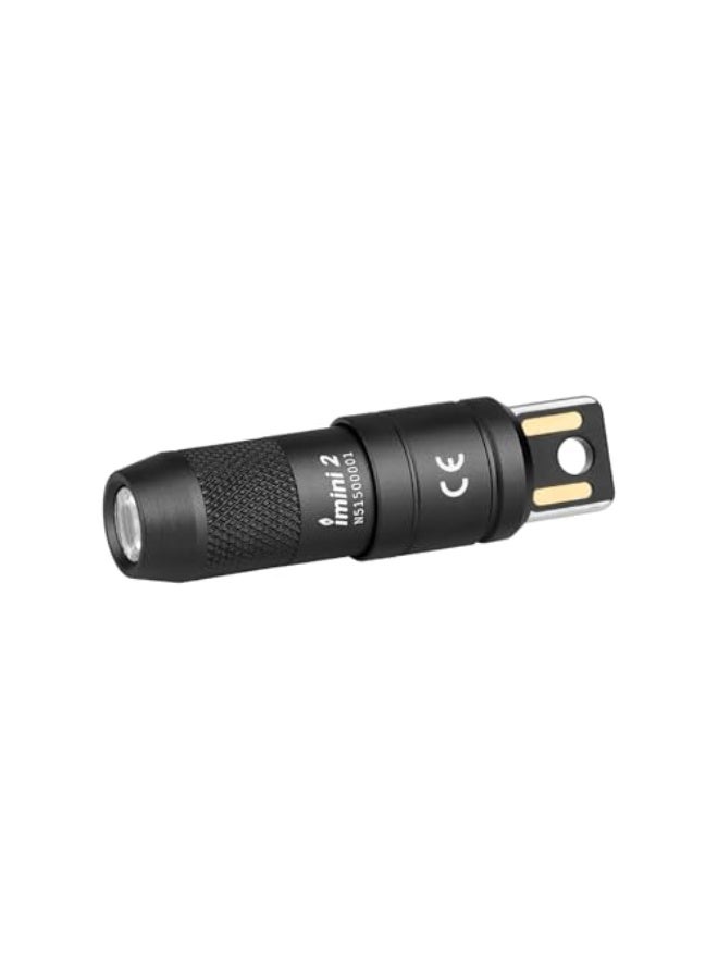 IMINI 2 EDC Rechargeable Keychain Flashlight, 50 Lumens Compact and Portable Mini LED Keyring Lights with Built-in Battery Ideal for Everyday Carry and Emergencies (Black) - Image 1