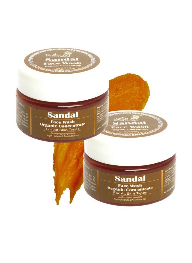 راستيك أرت غسول الوجه العضوي المركّز من خشب الصندل | للبشرة المختلطة إلى جميع أنواع البشرة | تنظيف عميق، بشرة متوهجة | للنساء والرجال | 50 جم (عبوة من قطعتين) - Image 1