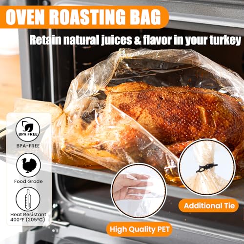 SCHVUBENR Turkey Oven Bags for Perfect Roasting - 21.7’’ x 23.6’’, 10 Counts, Large Size Turkey Cooking Bags for Oven, Locks in Juices for Flavorful Turkey - Microwave Safe, Thanksgiving, Christmas Essentials - Image 3