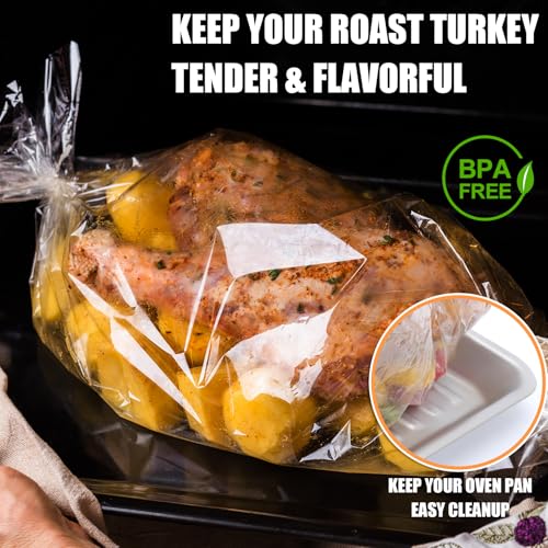SCHVUBENR Turkey Oven Bags for Perfect Roasting - 21.7’’ x 23.6’’, 10 Counts, Large Size Turkey Cooking Bags for Oven, Locks in Juices for Flavorful Turkey - Microwave Safe, Thanksgiving, Christmas Essentials - Image 4