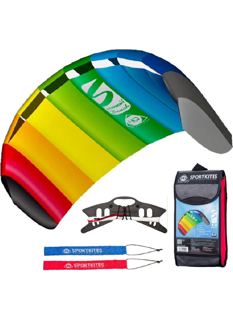 HQ HQ Kites Symphony Beach III 51in 13m Dual Line Parachute Stunt Foil Sport Kite Ready to Fly Outdoor Fun Sports for Boys and Girls Ages 8 and Up  Rainbow Color  - Image 1