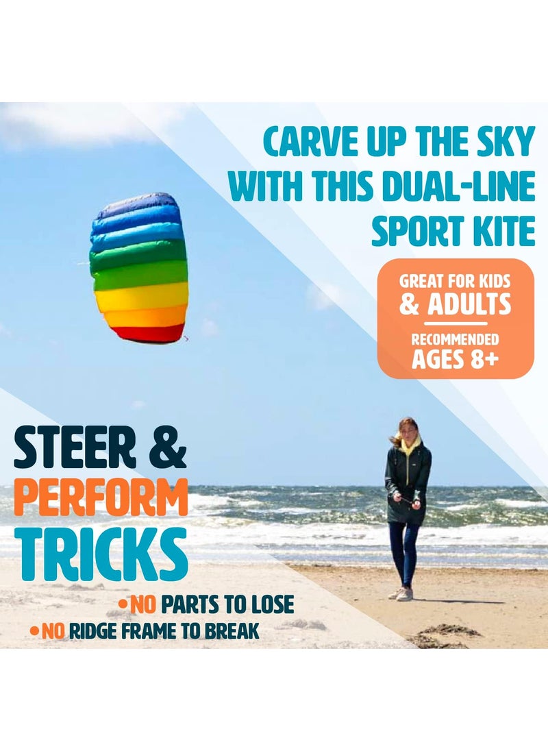 HQ HQ Kites Symphony Beach III 51in 13m Dual Line Parachute Stunt Foil Sport Kite Ready to Fly Outdoor Fun Sports for Boys and Girls Ages 8 and Up  Rainbow Color  - Image 5