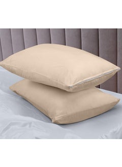 Sea Monk Sea Monk Waterproof Pillow Protector Set of 2 17 x 27 Inch Beige Color Pillow Protector with Zippered Closures Waterproof Pillow Protection Cover with Zipper  - Image 3
