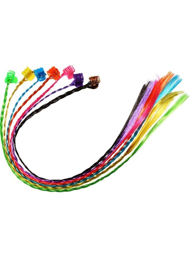 Bememo 21 Pieces Colored Braids Hair Extensions with Clip Snaps Rainbow Braided Kids Hair Extensions Hair Accessories for Children Performance Kids Girls Halloween Cosplay Party Dress up() - Image 1