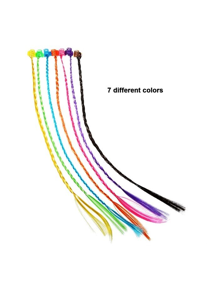 Bememo 21 Pieces Colored Braids Hair Extensions with Clip Snaps Rainbow Braided Kids Hair Extensions Hair Accessories for Children Performance Kids Girls Halloween Cosplay Party Dress up() - Image 4