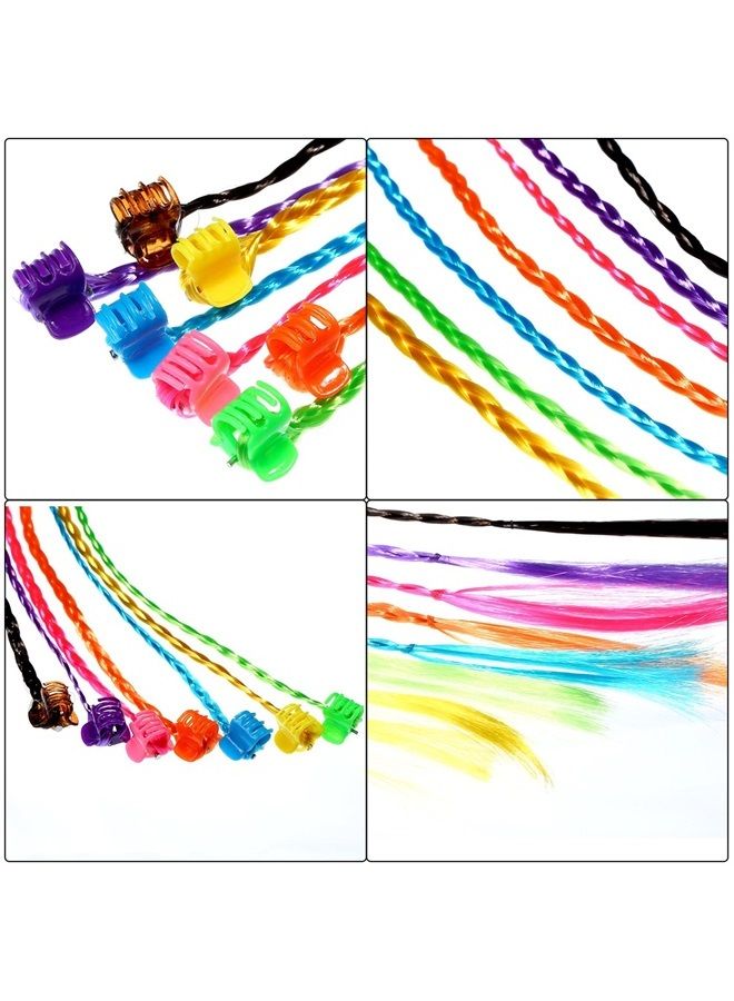 Bememo 21 Pieces Colored Braids Hair Extensions with Clip Snaps Rainbow Braided Kids Hair Extensions Hair Accessories for Children Performance Kids Girls Halloween Cosplay Party Dress up() - Image 5