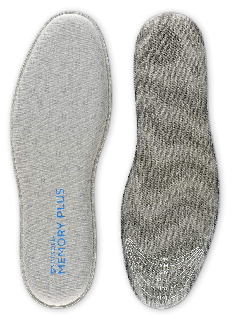 Sof Sole mens Memory Plus Comfort Full-length Insole, Grey, 7 13 US - Image 1