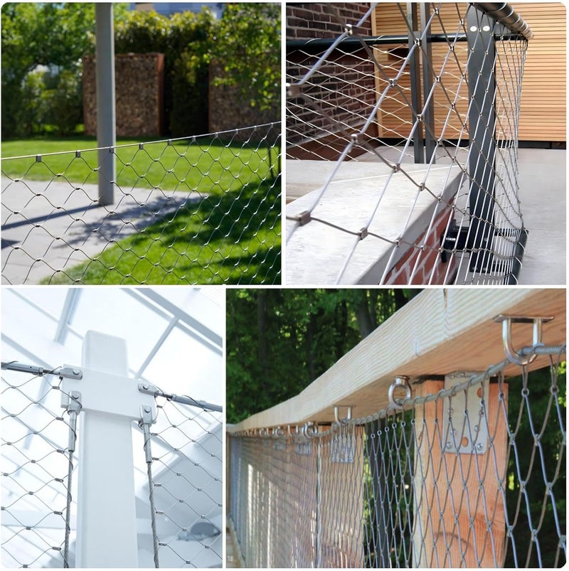 RAUMPA Edelstahl Chain Link Fence Net Garden Fences 6ft Tall x 8ft Wire Fencing Netting Rolls and Animal Barrier Borders Mesh for Yard Patio Balcony Dogs Deer Poultry Chicken Run Cage Border - Image 4