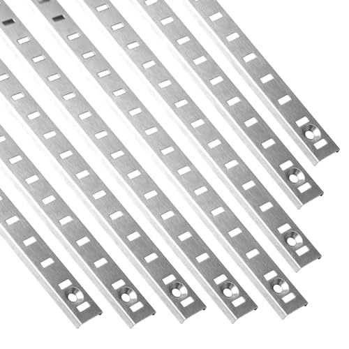 Xadnitu 8 Pieces 17" Shelf Pilaster Tracks, Adjustable Shelf Bracket Rails with Mount Screws for Cabinet, Closet, Shelves Storage and Organization, Shelf Clips Not Included - Image 1
