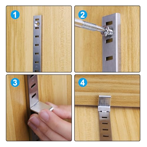 Xadnitu 8 Pieces 17" Shelf Pilaster Tracks, Adjustable Shelf Bracket Rails with Mount Screws for Cabinet, Closet, Shelves Storage and Organization, Shelf Clips Not Included - Image 5