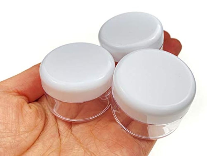 UPSTORE 25PCS 15G/ML 0.17oz Clear Refill Empty Plastic Cosmetic Sample Packing Bottle Jar Pots Eyeshadow Makeup Eye Cream Lotion Loose Powder Holder Storage Container for Nails Gems Beads Jewelry(White Cap) - Image 4