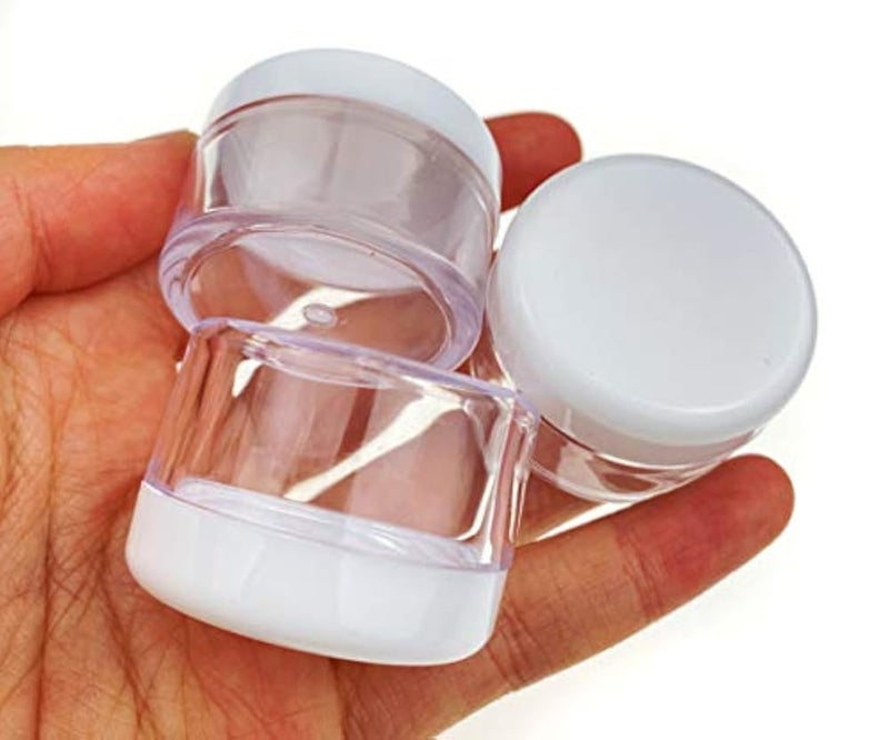 UPSTORE 25PCS 15G/ML 0.17oz Clear Refill Empty Plastic Cosmetic Sample Packing Bottle Jar Pots Eyeshadow Makeup Eye Cream Lotion Loose Powder Holder Storage Container for Nails Gems Beads Jewelry(White Cap) - Image 3