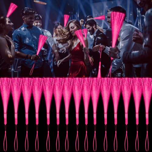 YOFOBU 30 PCS Pink Fiber Optic Wands Glow Fiber Wands Bulk LED Light Up Wands with 3 Flashing Modes LED Flashing Sticks for Halloween Christmas Valentines Day Wedding Gender Reveal Birthday - Image 1