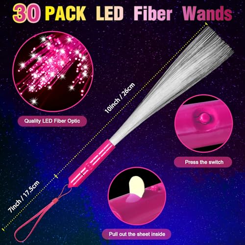YOFOBU 30 PCS Pink Fiber Optic Wands Glow Fiber Wands Bulk LED Light Up Wands with 3 Flashing Modes LED Flashing Sticks for Halloween Christmas Valentines Day Wedding Gender Reveal Birthday - Image 5
