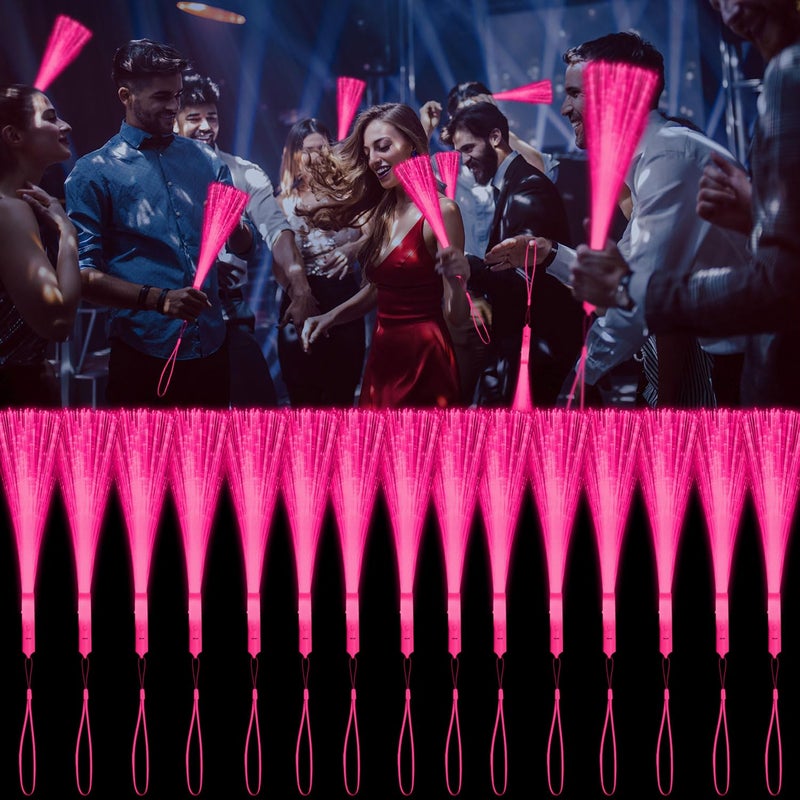 YOFOBU 30 PCS Pink Fiber Optic Wands Glow Fiber Wands Bulk LED Light Up Wands with 3 Flashing Modes LED Flashing Sticks for Halloween Christmas Valentines Day Wedding Gender Reveal Birthday - Image 3